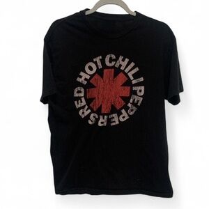Red Hot Chili Peppers Logo Graphic Black Short Sleeve Tre Shirt